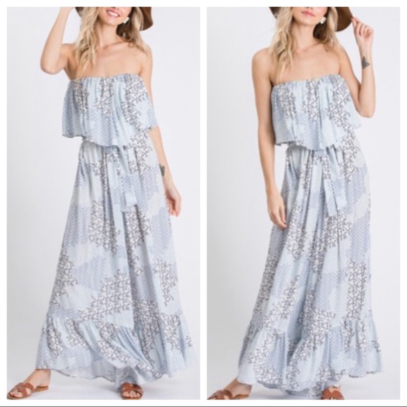 FLORAL PRINT FLOUNCE OFF THE SHOULDER JUMPSUIT - Picture 2 of 9